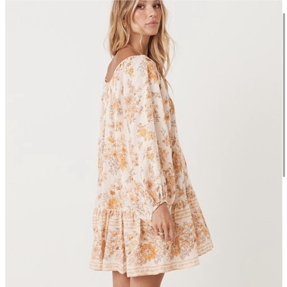 Spell Floral Boho Meadowland Linen Tunic Mini Dress with Balloon Sleeves - Picture 10 of 10